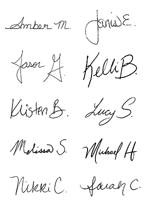 signatures of McGraw Hill Employees