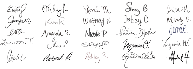 signatures of McGraw Hill Employees