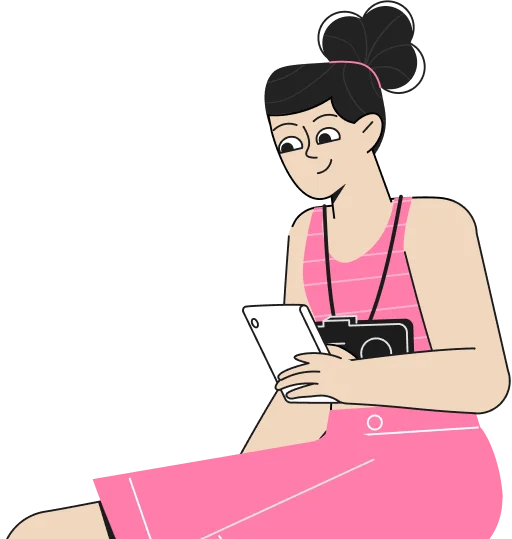 Decorative Illustration of a girl on her phone