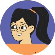 A close up of an illustrated girl with a ponytail and glasses