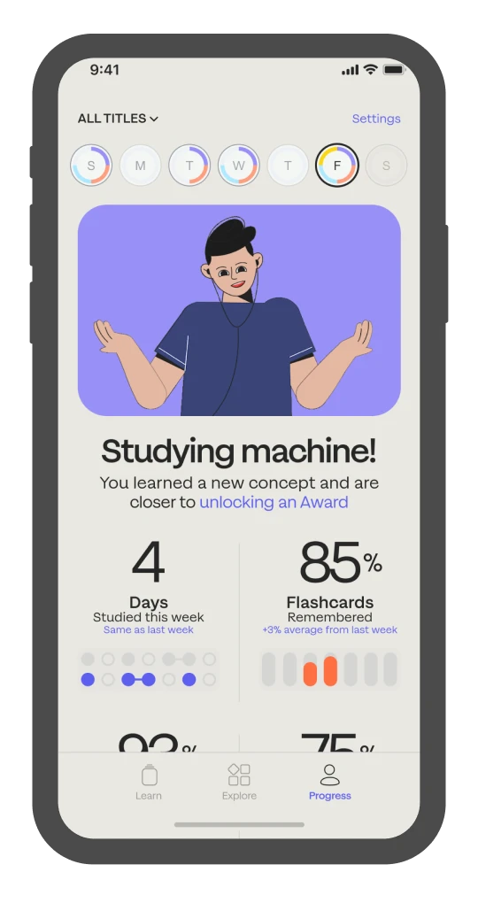 Screenshot of student progress screen in Sharpen App