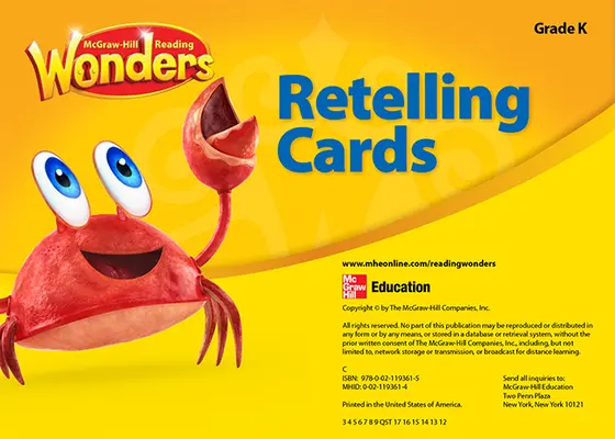 Reading Wonders Retelling Cards Grade K Reading Wonders Retelling Cards Grade K