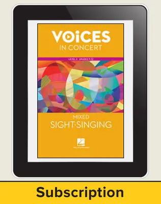 Hal Leonard Voices in Concert, L3 Mixed Sight-Singing 10 Student Seat Add-On, 1 Year Subscription