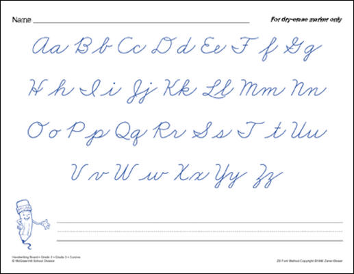 McGraw-Hill Language Arts, Grade 3, Handwriting Cursive Workbook/Blackline Masters