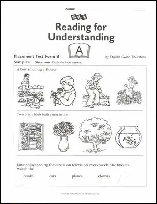 Reading for Understanding, Placement Test B, Grades 1-3