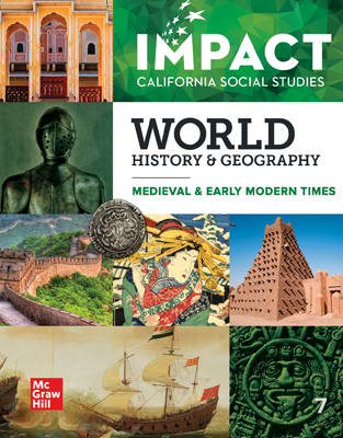 IMPACT: California, Grade 7, Digital and Print Student Class Set (35 Print Student Editions   75 Online Student Centers), 8-year subscription, World History and Geography, Medieval and Early Modern Times