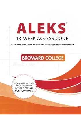 LSC (BROWARD COLLEGE-NORTH) : ECOMMERCE Aleks 13 week Print access code with Additional materials LSC (BROWARD COLLEGE-NORTH) : ECOMMERCE Aleks 13 week Print access code with Additional materials