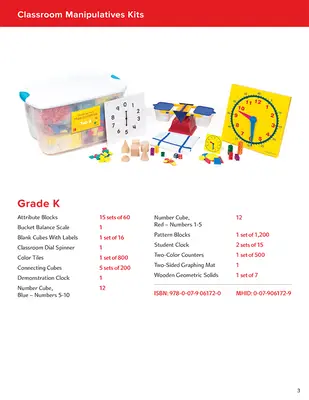 My Math Manipulative Kit, Grade K My Math Manipulative Kit, Grade K