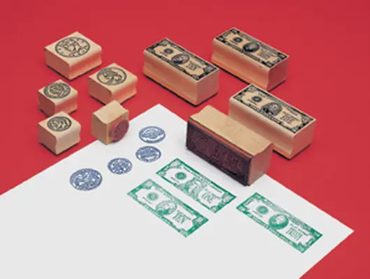 Money Rubber Stamp Set: Coin Stamps Heads