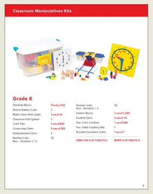 Reveal Math Manipulative Kit, Grade K Reveal Math Manipulative Kit, Grade K