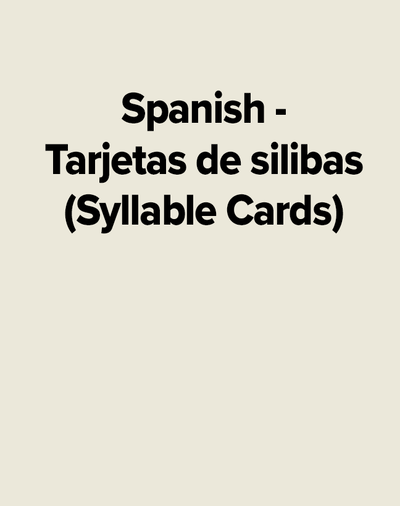 Spanish - Tarjetas de silibas (Syllable Cards)