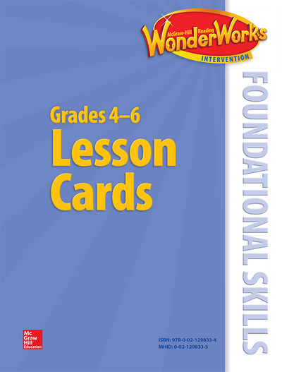 Reading Wonderworks Foundational Skills Lesson Cards Grade 4-6