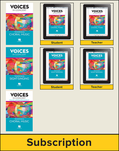 Hal Leonard Voices in Concert, Level 3 Tenor/Bass Choral Digital School Bundle, 6-year subscription, Grades 9-12