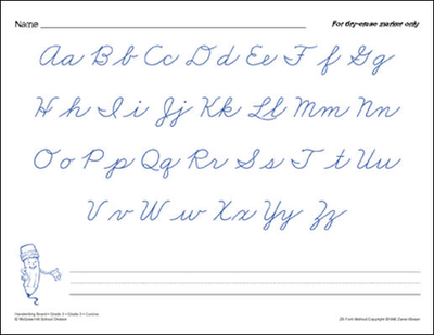 McGraw-Hill Language Arts, Grade 3, Handwriting Cursive Workbook/Blackline Masters