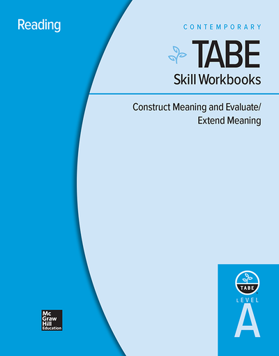 TABE Skill Workbooks Level A: Construct Meaning and Evaluate/Extend Meaning - 10 Pack