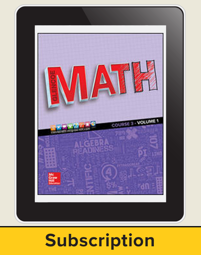 Glencoe Math 2016, Course 3 eStudentEdition, 1-year subscription