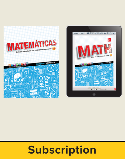 Glencoe Math Course 1, 6-year Complete Spanish Student Bundle (6 year print SE, 6 year ESE)