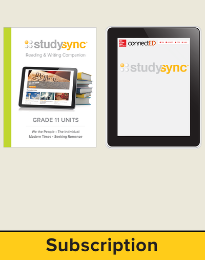 StudySync ELA Grade 11, Student/Reading & Writing Companion Bundle, 1 year