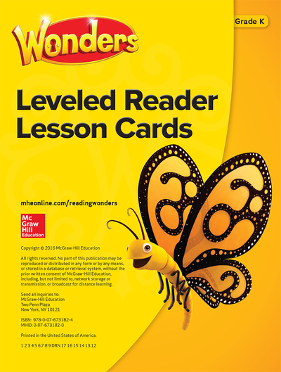 Wonders Leveled Reader Lesson Cards, Grade K