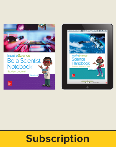 Inspire Science 2.0 Grade 4, Basic Student Bundle with Print Be a Scientist Notebook and Online Student Learning Center, 7 Year Subscription