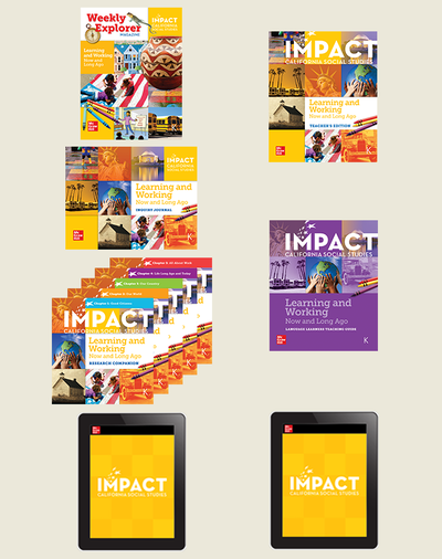 IMPACT: California, Grade K, Digital and Print Big Book/Small Group Bundle, 8-year subscription, Learning and Working Now and Long Ago