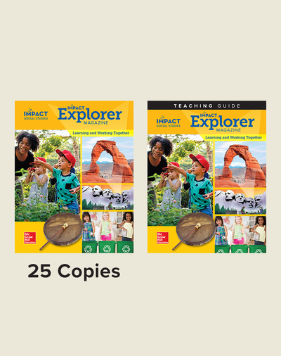 IMPACT Social Studies, Learning and Working Together, Grade K, Explorer Magazine Class Set (25) with Teaching Guide