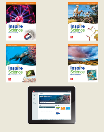 Inspire Science, Grade 3 Online Student Center with Print Student Edition Units 1-4, 6 Year Subscription