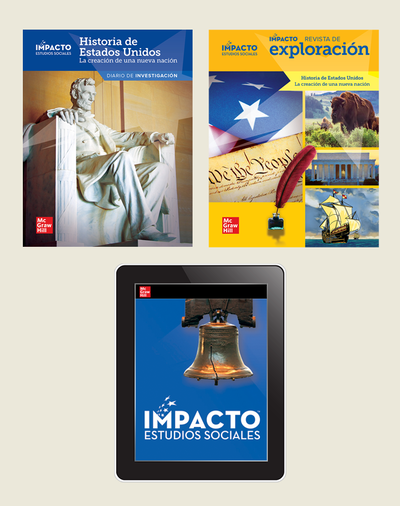 IMPACTO Social Studies, Historia de Estados Unidos: la creación de una nueva nación, Grade 5, Explorer with Inquiry Print & Digital Student Bundle, 1 year subscription