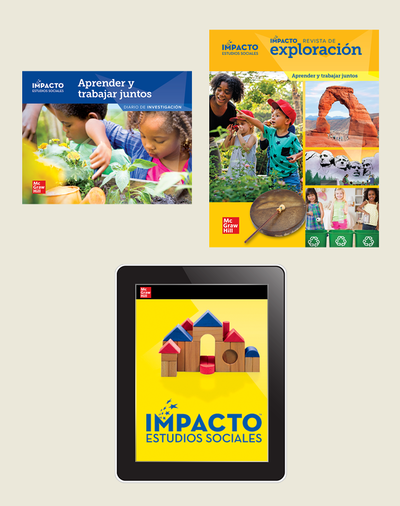 IMPACTO Social Studies, Aprender y trabajar juntos, Grade K, Explorer with Inquiry Print & Digital Student Bundle, 1 year subscription