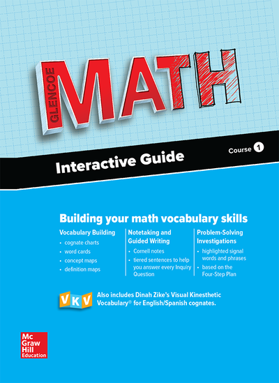 Glencoe Math 2016, Course 1 Interactive Guide for English Learners, Student Edition