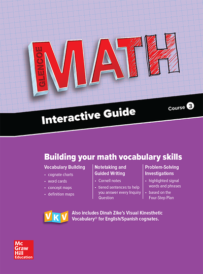 Glencoe Math 2016, Course 3 Interactive Guide for English Learners, Student Edition