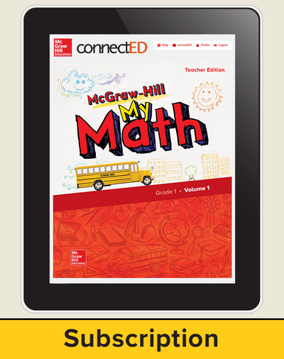 McGraw-Hill My Math, Teacher Center 1 Year Subscription Grade 1