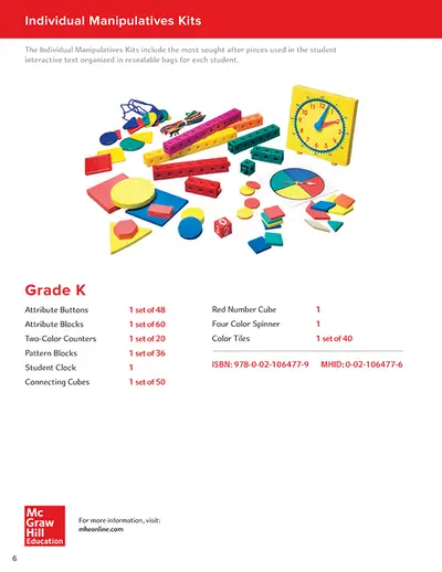 My Math, Grade K, Individual Manipulative Kit My Math, Grade K, Individual Manipulative Kit