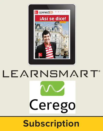 Asi se dice Level 2, Student Learning Center with SmartBook and Cerego Bundle, 6-year subscription Asi se dice Level 2, Student Learning Center with SmartBook and Cerego Bundle, 6-year subscription
