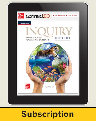 Mader, Inquiry Into Life, 2017, 15e, ConnectED eBook, 1-year subscription