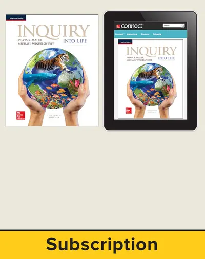 Mader, Inquiry Into Life, 2017, 15e, Standard Student Bundle, 1-year subscription Mader, Inquiry Into Life, 2017, 15e, Standard Student Bundle, 1-year subscription