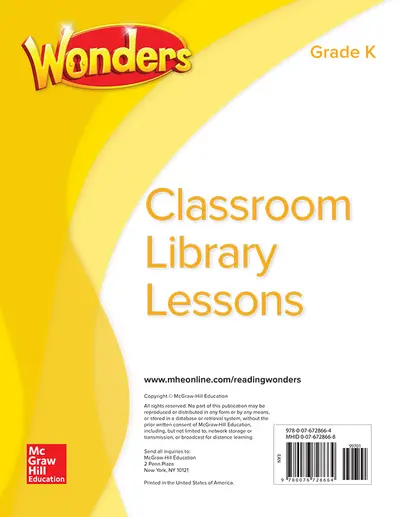 Wonders Classroom Library Lessons, Grade K Wonders Classroom Library Lessons, Grade K