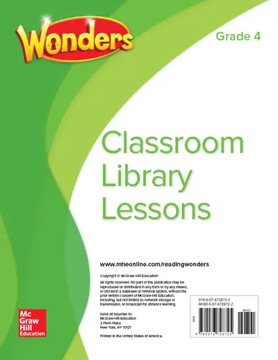 Wonders Classroom Library Lessons, Grade 4 Wonders Classroom Library Lessons, Grade 4