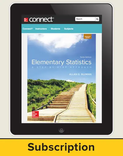 Bluman, Elementary Statistics, 2018, 10e, ConnectED eBook, 1-year subscription Bluman, Elementary Statistics, 2018, 10e, ConnectED eBook, 1-year subscription