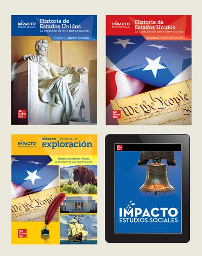 IMPACTO Social Studies, Historia de Estados Unidos: la creación de una nueva nación, Grade 5, Complete Print & Digital Student Bundle, 1 year subscription IMPACTO Social Studies, Historia de Estados Unidos: la creación de una nueva nación, Grade 5, Complete Print & Digital Student Bundle, 1 year subscription