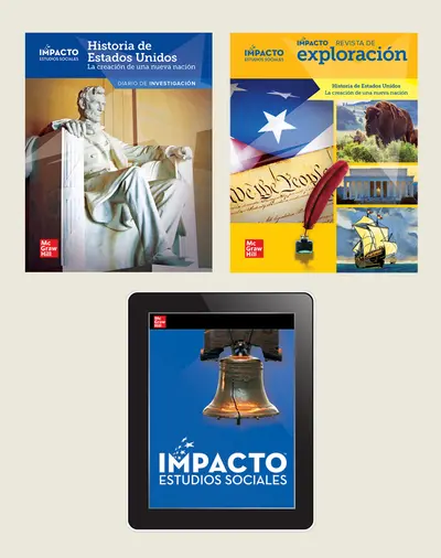 IMPACTO Social Studies, Historia de Estados Unidos: la creación de una nueva nación, Grade 5, Explorer with Inquiry Print & Digital Student Bundle, 1 year subscription IMPACTO Social Studies, Historia de Estados Unidos: la creación de una nueva nación, Grade 5, Explorer with Inquiry Print & Digital Student Bundle, 1 year subscription