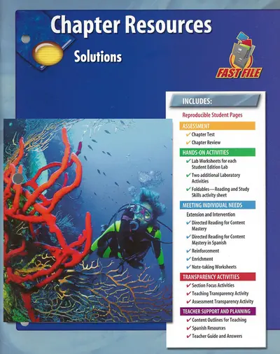 Glencoe Physical iScience, Grade 8, Chapter Fast File: Solutions Glencoe Physical iScience, Grade 8, Chapter Fast File: Solutions