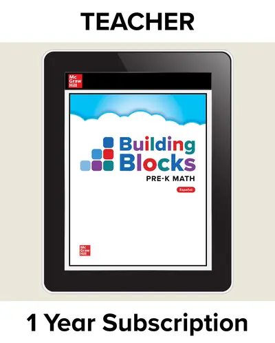 Building Blocks PreK Math, Spanish, Teacher Digital License, 1-year Subscription Building Blocks PreK Math, Spanish, Teacher Digital License, 1-year Subscription